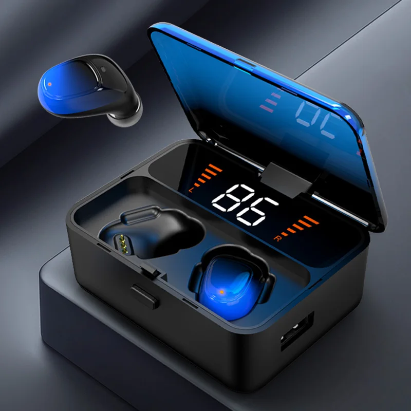 Bluetooth беспроводные настоящие наушники TWS наушники Bluetooth V5.0 наушники IPX5 водонепроницаемые 2000 мАч коробка для хранения зарядки