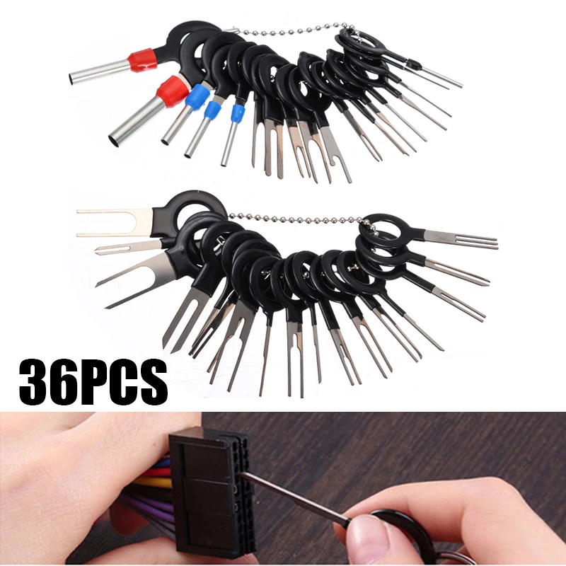36pcs New Car Wire Harness Terminal Extraction Pick Connector Pin Remove Tool