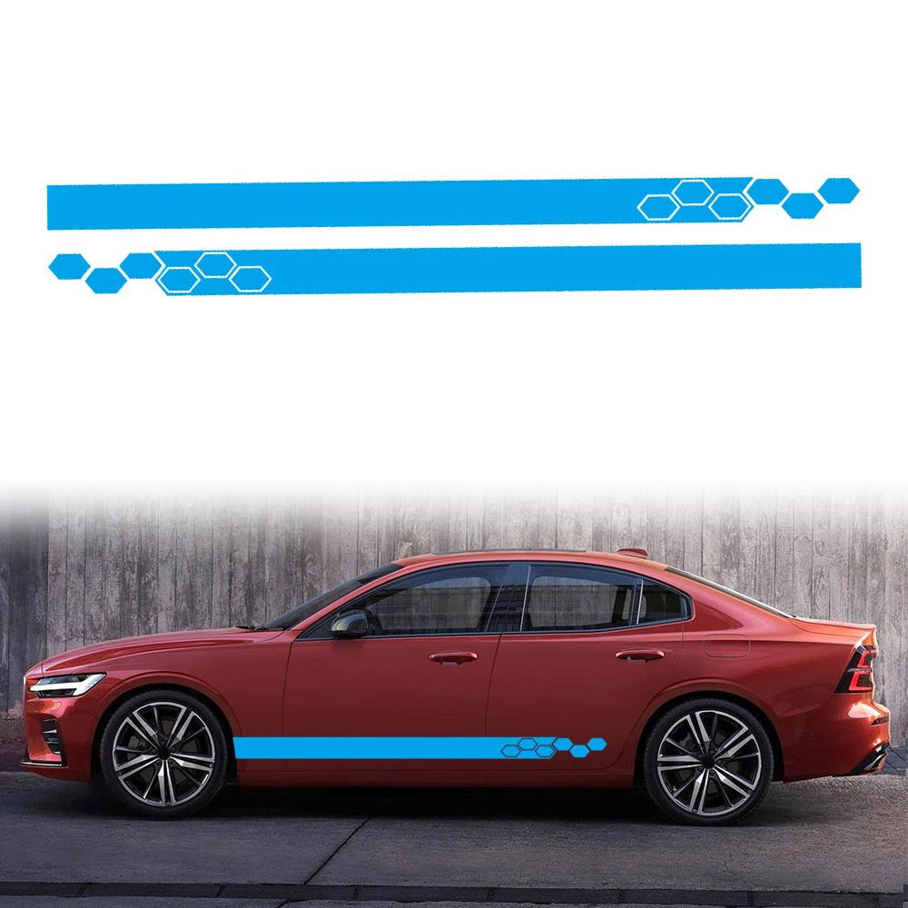 

Accessories Side Body Stickers 2pcs Car Door Skirt Vinyl Wrap Decals 180 cm x 10 cm