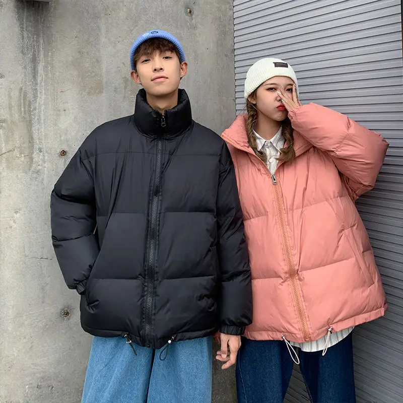 

Winter Jacket Men's Parka Warm Fashion Casual Stand Collar Short Coat Men Streetwear Loose Korean Couple Coat Mens Clothes S-3XL
