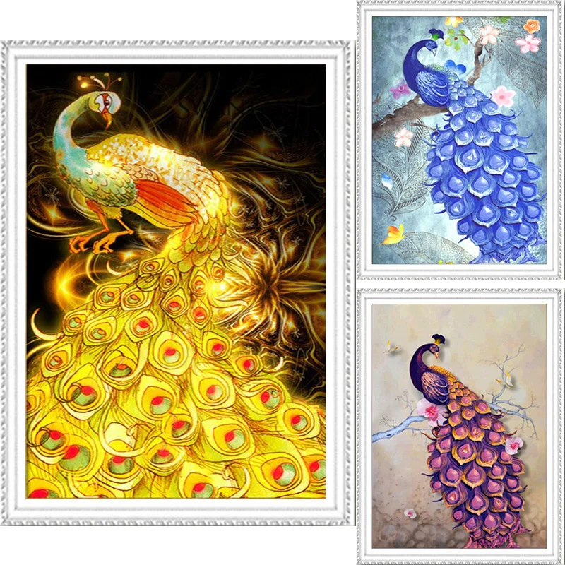 30*40 cm DIY 5D Diamante Pintura do Ponto da Cruz Do Bordado peacock Flor Needlework Mosaico | Дом и сад