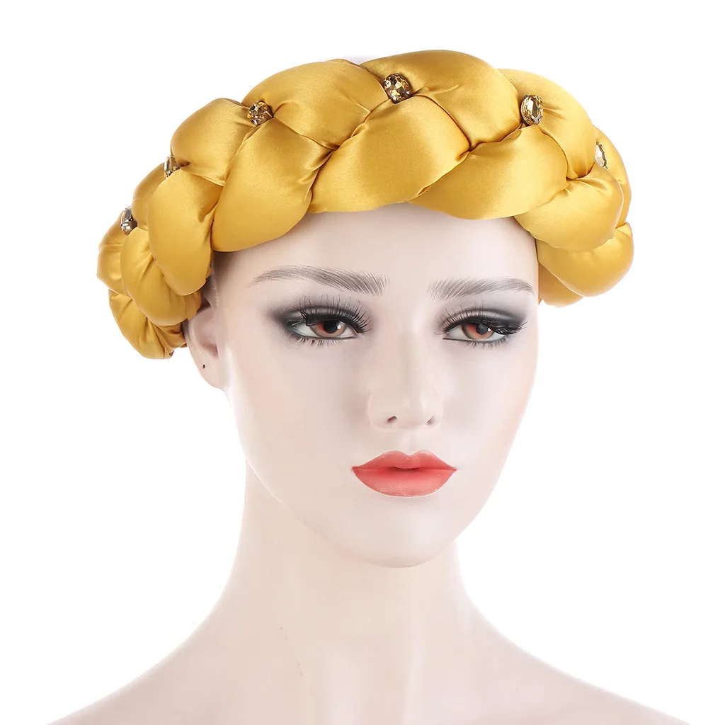 Latest Exaggerated big satin twist braid Handmade African Cap Nigerian Wedding Gele Women Braid Turbans Ladies Head Wraps