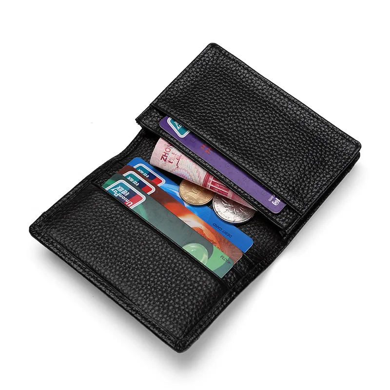 

Real cow top layer leather card bag wallet men women coins case passport pocket card holder