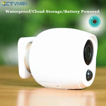

CTVMAN 1080P ICSEE External Battery Camera WIFI Outdoor IP Camera Battery Powered Wireless Camera Two Way Audio Surveillance