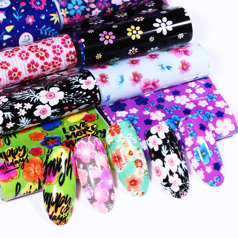 

16 Pcs/Pack Nail Foil Stickers Butterfly Rose Flower Pattern Transfer Decals Paper DIY Nail Art Decoration Tool Design