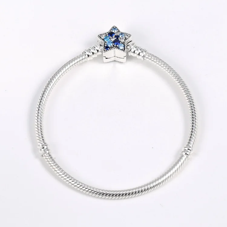 925 пробы серебряный браслет Momemts яркая звезда застежка змея цепь ПАН браслет подходит для женщин шарик шарм Diy ювелирные изделия