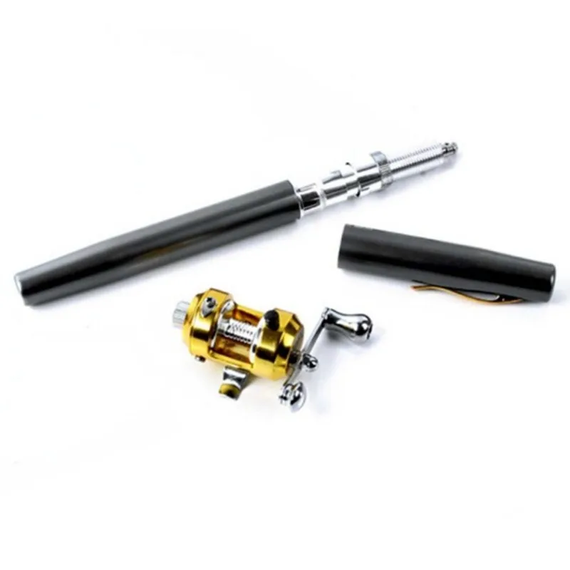 Portable Pocket Telescopic Mini Fishing Pole Pen Shape Folded Fishing Rods With Reel Wheel Folded River Lake Stream Fishing