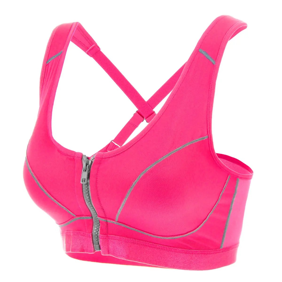 Hot Pink04 Женская Высокая ударная застежка спереди Racerback Полная поддержка фитнес-Бюстгальтер с подкладкой - Цвет: Hot Pink04