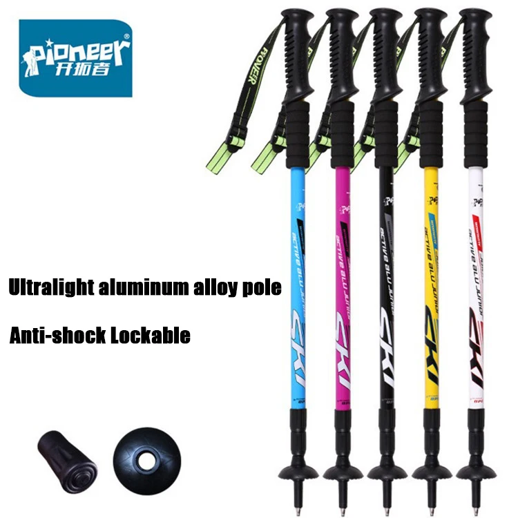 

Pioneer Lightweight Collapsible Trail Running Hiking Trekking Poles Cane Aluminum Alloy Folding Ultralight Walking Sticks