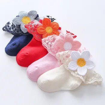 

Princess Party Kids Baby Socks Lace Floral Chiffon Summer Autumn Cotton Socks Solid Toddler Infant Short Socks For Children