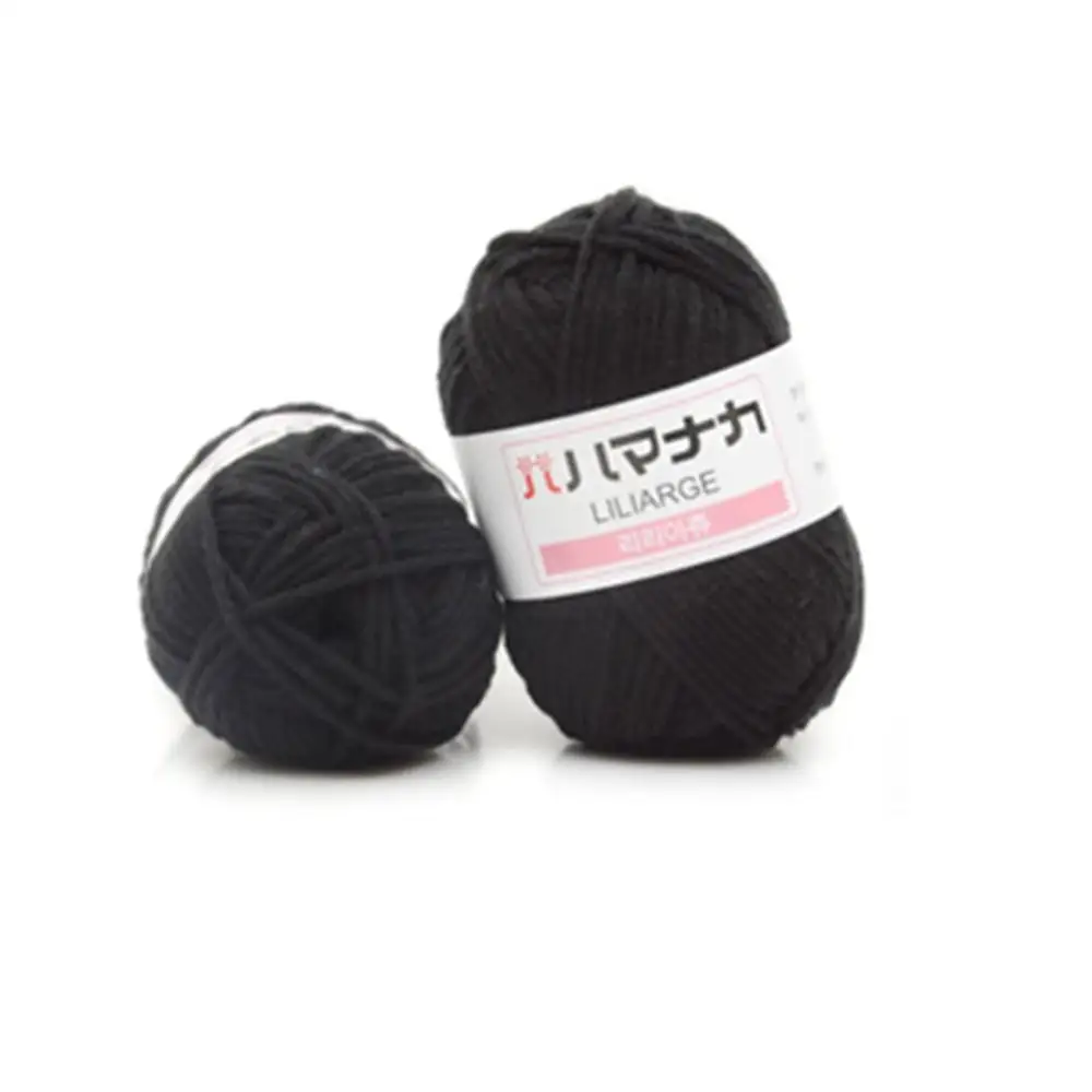 black Пряжа из чесаного хлопка, мягкая теплая шерсть, смешанная пряжа, пряжа для шитья, ручная вязка, шарф, шапка, пряжа - Цвет: black