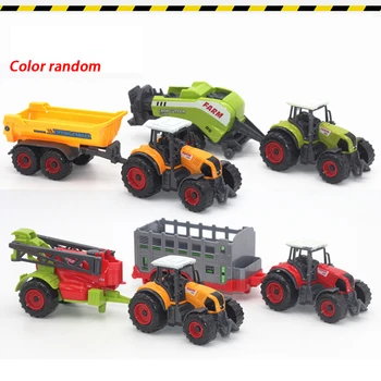 

6pcs 1:64 Scale Children Gift Diecast Farmer Vehicle Model Trailers Play Set Tractors Metal Collectible Eco-friendly Paint