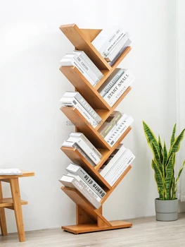 

Simple children's living room shelf bamboo office student desk small bookshelf floor tree-shaped creative bookshelf