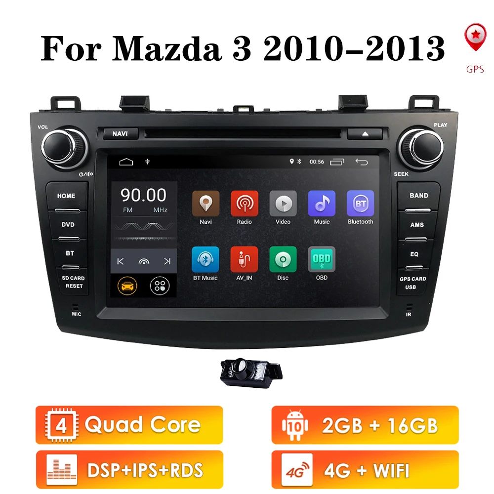 HIZPO для MAZDA 3 2010 2011 2012 2013 Android 10 8 дюймов Rom 16 Гб автомобильный радиоприемник с