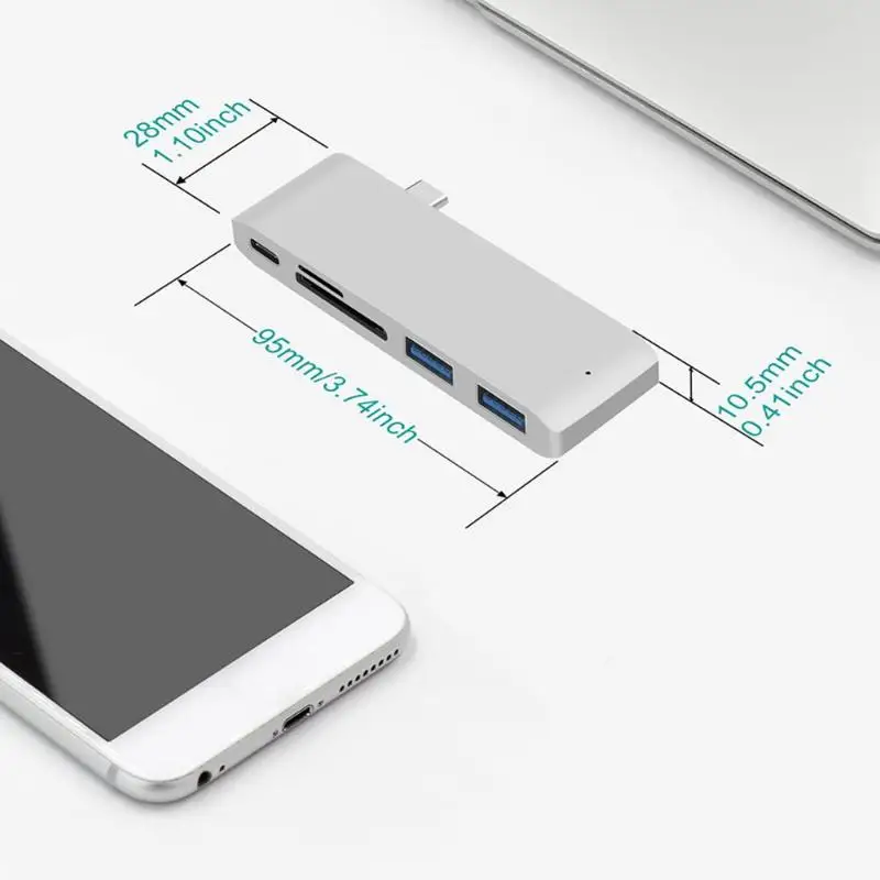Мульти порты тип-c для USB-C карты памяти TF Rearder 2 USB3.0 PD 5 Гбит/с считыватель концентраторов тип-c алюминиевый кожух ЧПУ usb-концентратор высокого качества