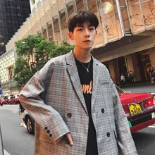 Мужской повседневный Блейзер осень и зима Красивый клетчатый костюм модная Превосходная куртка Молодежная индивидуальность тренд мужская одежда