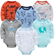 Kavkas/Боди для маленьких мальчиков и девочек, 6 шт., 3 предмета, осенняя одежда с длинными рукавами из хлопка полосатая одежда с круглым вырезом для новорожденных