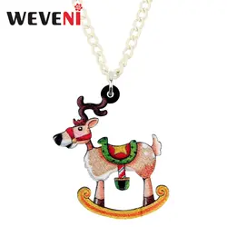 WEVENI акриловый Рождественский олень рога лося ожерелье подвеска цепь фестиваль бижутерия для декорирования женщин Девушка подростковый