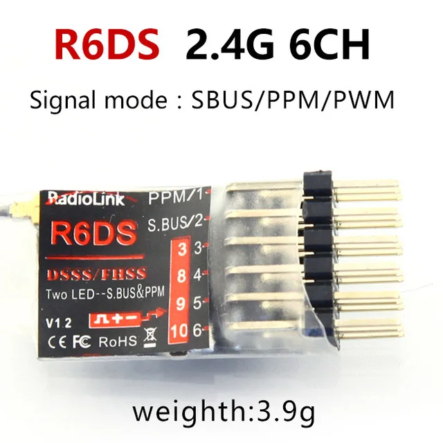 Radiolink R12DSM R12DS R9DS R8FM R8EF R8FM R6DSM R6DS R6FG R6F приемник 2,4G усилитель сигнала для передатчика радиоуправляемой модели к компьютеру - Цвет: R6DS