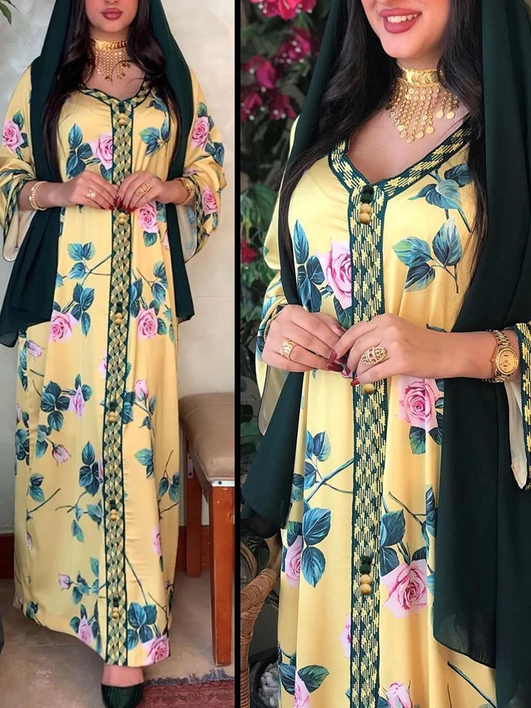 Siskakia Dubai Jalabiya Fashion Muslim Abaya Dress For Women Eid 2021