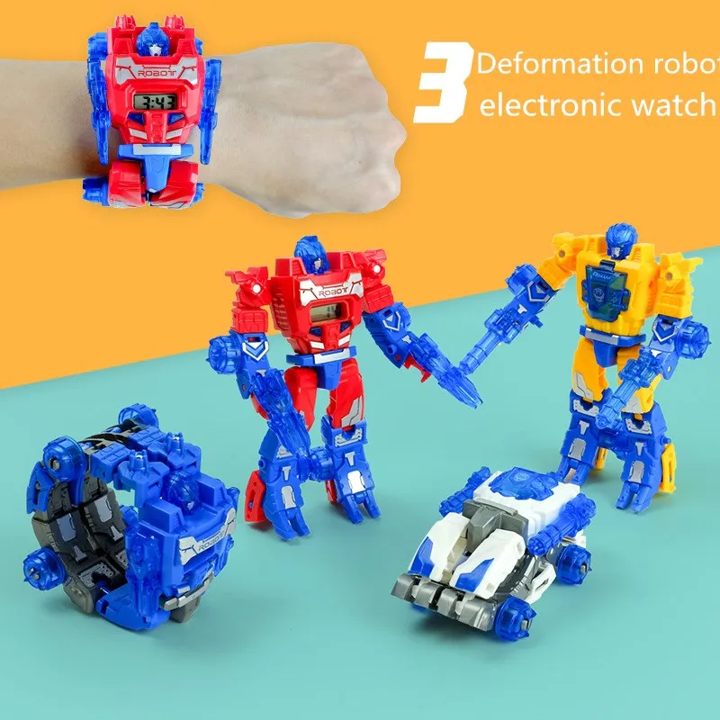 Children's Watch Cartoon Deformation Robot Electronic Watches Creative Transformation King Kong Mecha Autobot Boy Children's Toy afbeelding