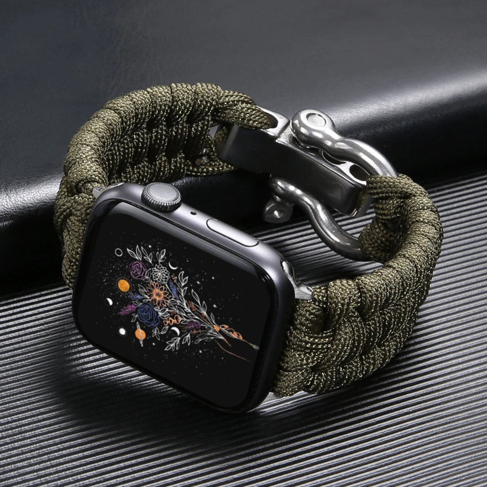애플 워치 7 용 시계 스트랩, 밴드 시리즈 6, SE, 5, 4, 40mm, 44mm, 스포츠 나일론 로프 브레이드 팔찌, 아이워치 3, 38mm, 42mm, 41mm, 45mm