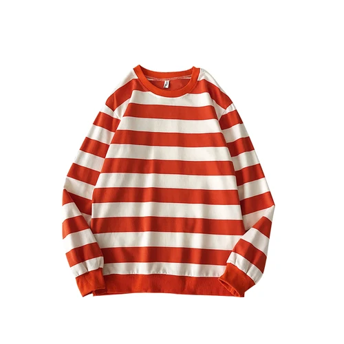 Флисовые мужские свитера, Классический Полосатый пуловер, Мужская толстовка, уличная одежда, хип-хоп свитер с радугой, Повседневный пуловер, мужская одежда - Цвет: red stripe