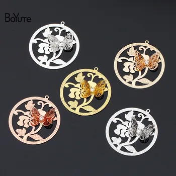

BoYuTe (10 Pieces/Lot) 38MM Metal Brass Hollow out Butterfly Flower Pendant Diy Hand Made Jewelry Accessories Wholesale