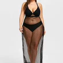 Сексуальное кружевное платье большого размера с открытой спиной, прозрачное длинное платье с разрезом, прозрачная верхняя одежда 6080