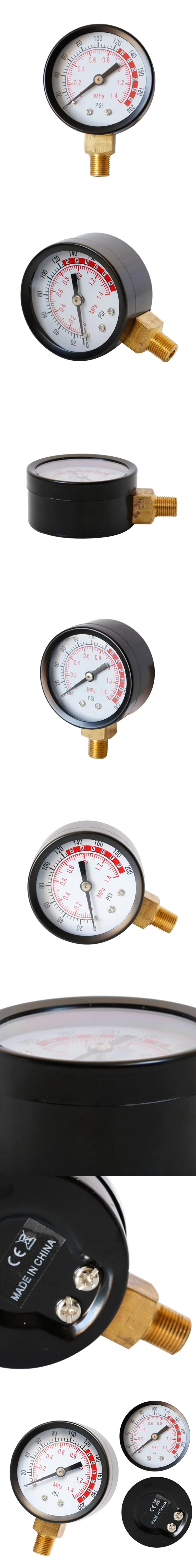 1/" NPT 0-200 PSI гидравлический воздушный компрессор манометр 2" Нижнее крепление