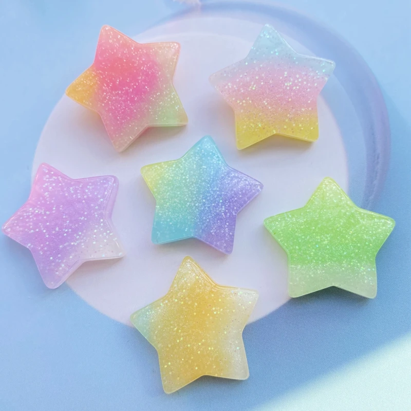 10Pcs Kawaii Cute Mixed Colorful Stars Flat Back Resin Cabochons Scrapbooking DIY Jewelry Craft Decoration Accessorie H110