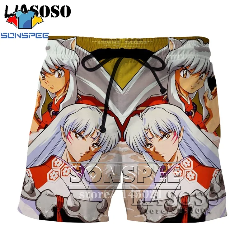 SONSPEE, 3D принт, аниме, Inuyasha, мужские, женские, дышащие, пляжные шорты, летние, для фитнеса, штаны, повседневный стиль, качественная спортивная одежда, D07