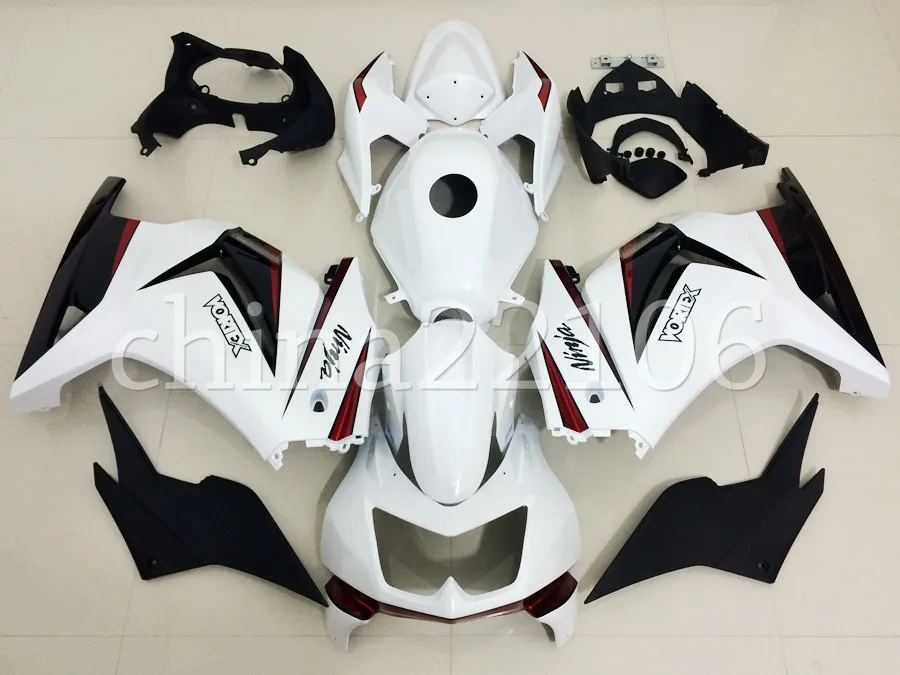 ABS Обтекатели комплект подходит для Kawasaki Ninja 250 EX250 ZXR250 2008- 08 09 10 11 12 13 14(литья под давлением)+ крышка бака белый