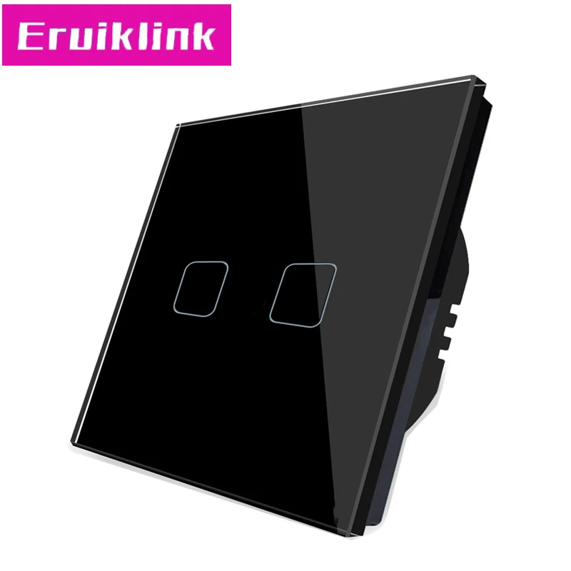 2Gang WIFI Switch ЕС/Великобритания Стандартный WI-FI Управление сенсорный выключатель, 1/2/3 местный 1 позиционный белый Стекло панель RF433 Дистанционное приложение Tuya выключатель света для умного дома - Цвет: 2Gang WIFI Switch