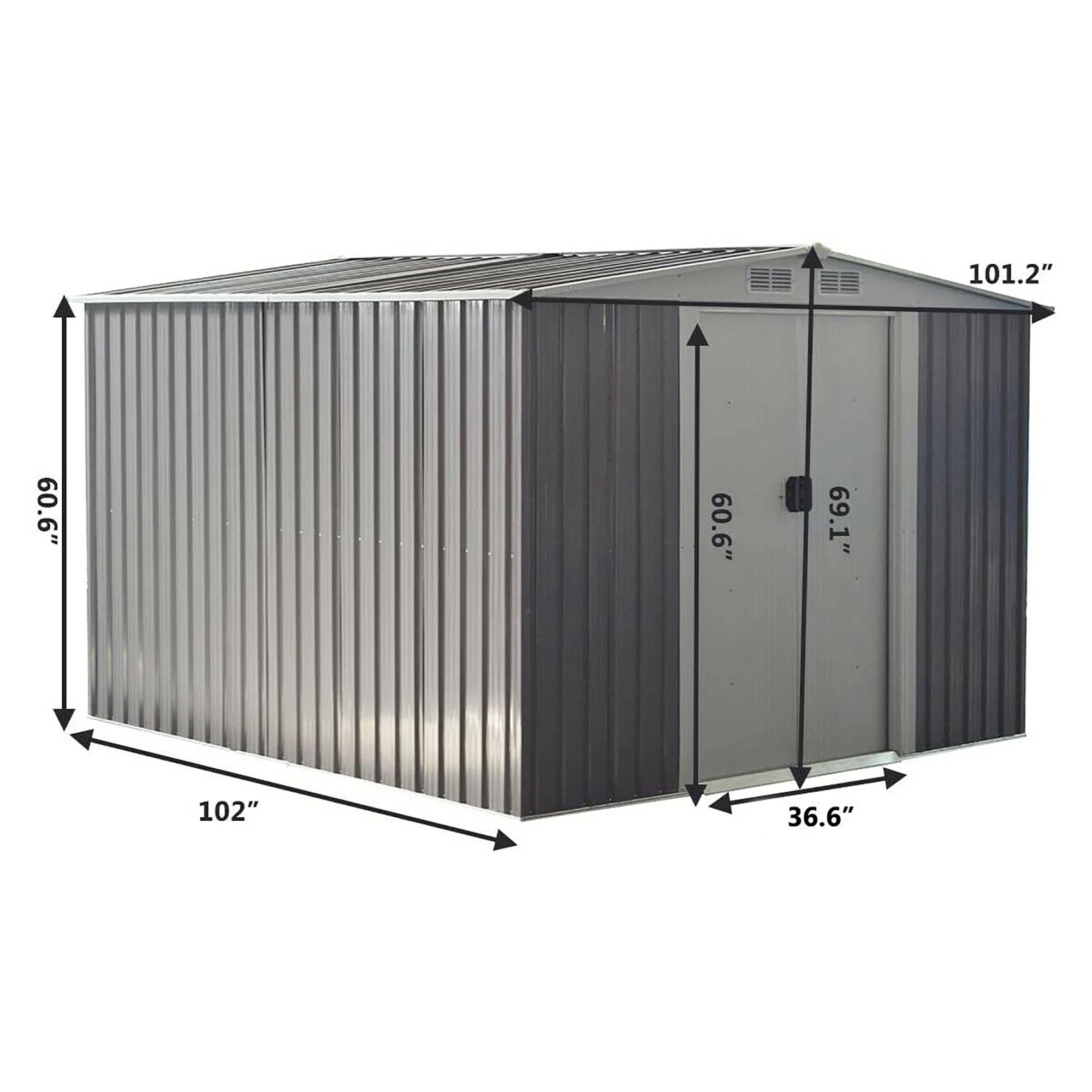 Costway 8.5x8.5FT садовый сарай для хранения инструментов дом раздвижные двери