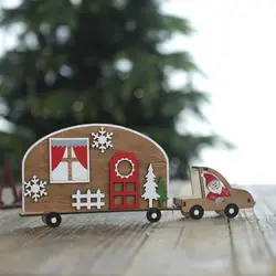 Поделки рождественские украшения Поставки Санта-Клаус деревянные головоломки творческие DIY автомобиль форма украшения Al
