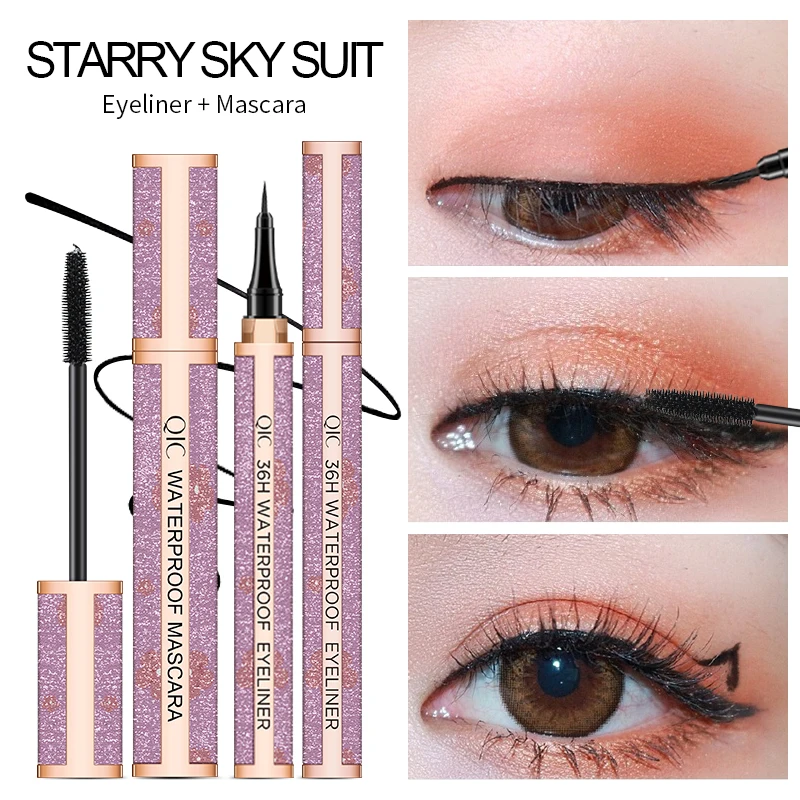 QIC Diamond Mascara Star Waterproof Rimel 4D Mascara For Eyelash Extension Black Thick Lengthening Eye Lashes Cosmetics