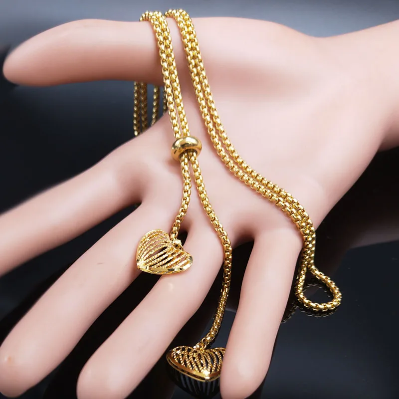 Модное ожерелье из нержавеющей стали в форме сердца для женщин золотого цвета длинное ожерелье ювелирные изделия acero inoxidable joyeria mujer N19736