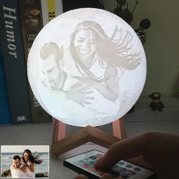 

Custom photo text moon light personalized child wife's gift night light USB charging faucet control 2/3 color moon light