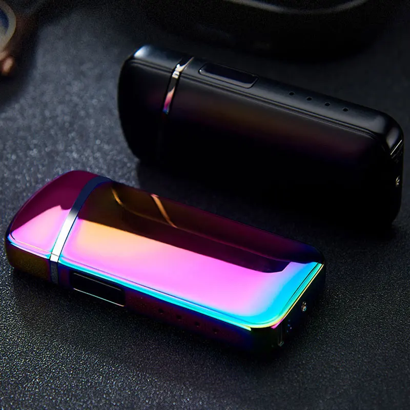Цинковый сплав электронная импульсная Usb перезарядка сенсорная электрическая дуговая сигарета дисплей зажигалка
