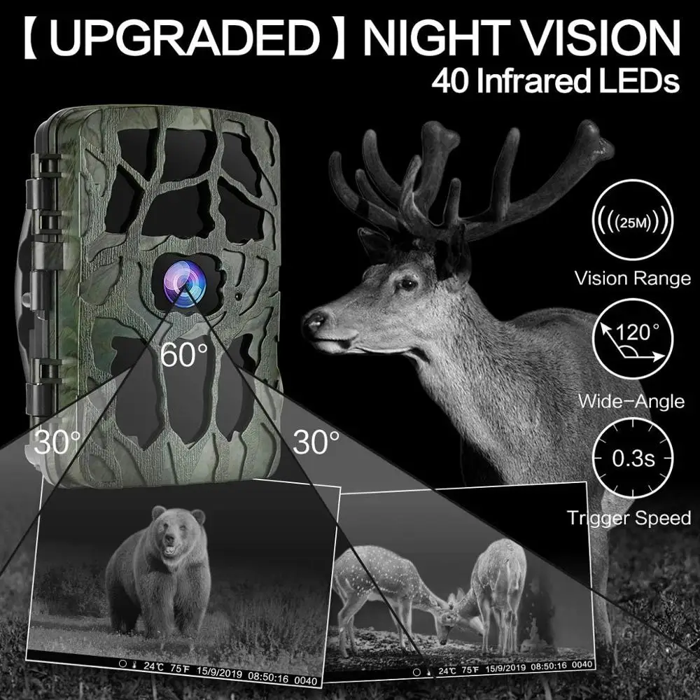 4K Hunting Camera Trap 20MP Infrared Hunt Night Vision Support 256GB Wildlife Photo-trap Hunting Trail Photo Camera Foto Chasse