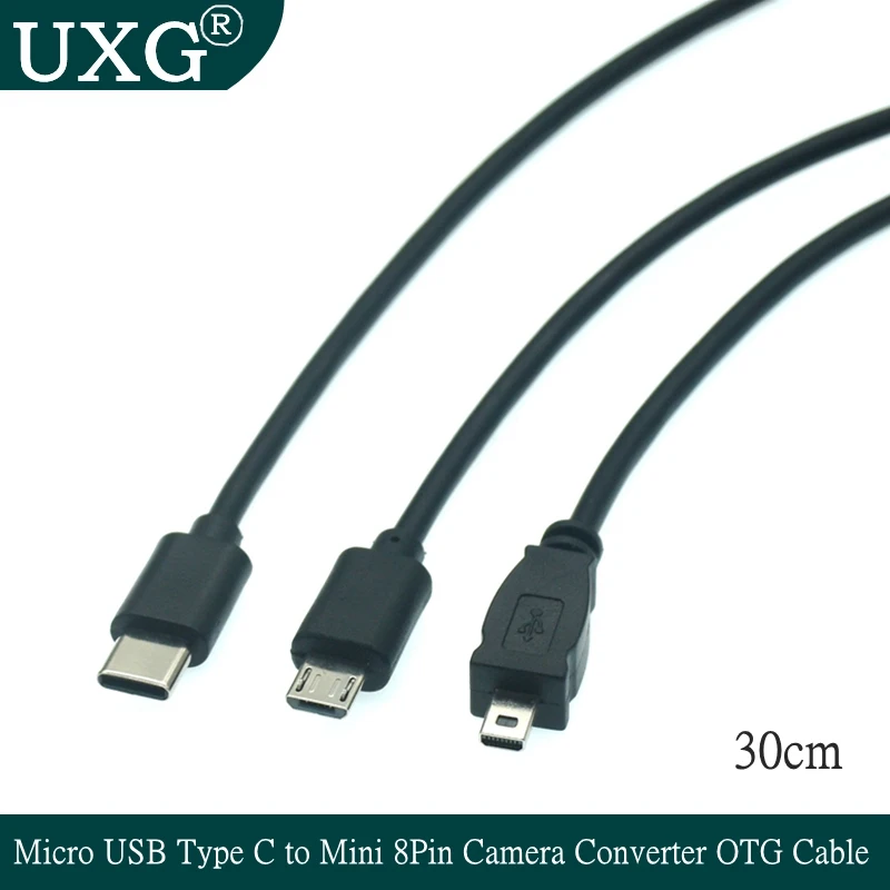 Usb Type C Micro Usb Male To Mini 8pin Usb 2 0 Camera Converter Otg Cable Cord 30cm For Nikon Panasonic Usb C To Mini Usb 8 Pin Pc Hardware Cables Adapters Aliexpress