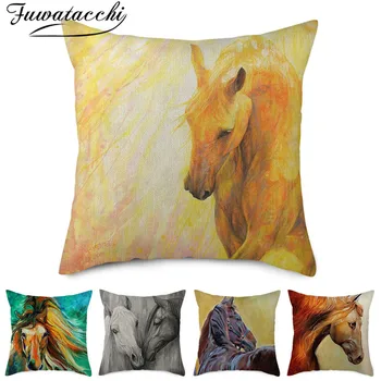 

Fuwatacchi Pure Linen Cushion Cover Animal Zebra Pattern Love Pillow Cover for Home Chair Sofa Decorative Pillowcases 45x45 Cm