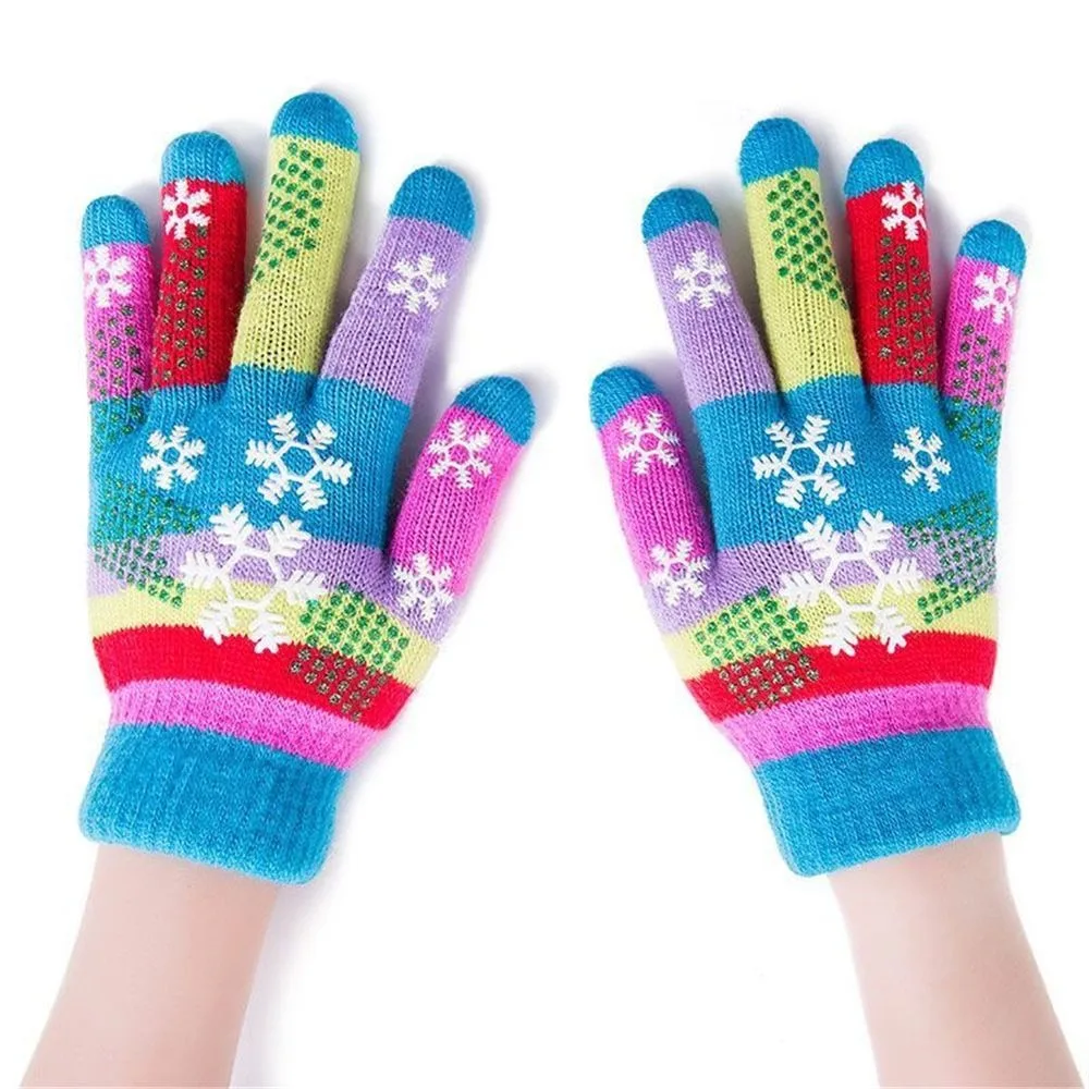 Новая горячая мода в форме снежинок перчатки осень-зима для женщин Вязание полный палец двойной слой в форме снежинок полный Finge