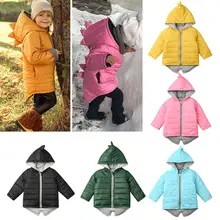 Emmaaby/Детская толстовка с капюшоном для маленьких девочек и мальчиков; пальто на молнии; теплая куртка; Верхняя одежда с объемным рисунком динозавра; зимняя детская одежда; топы