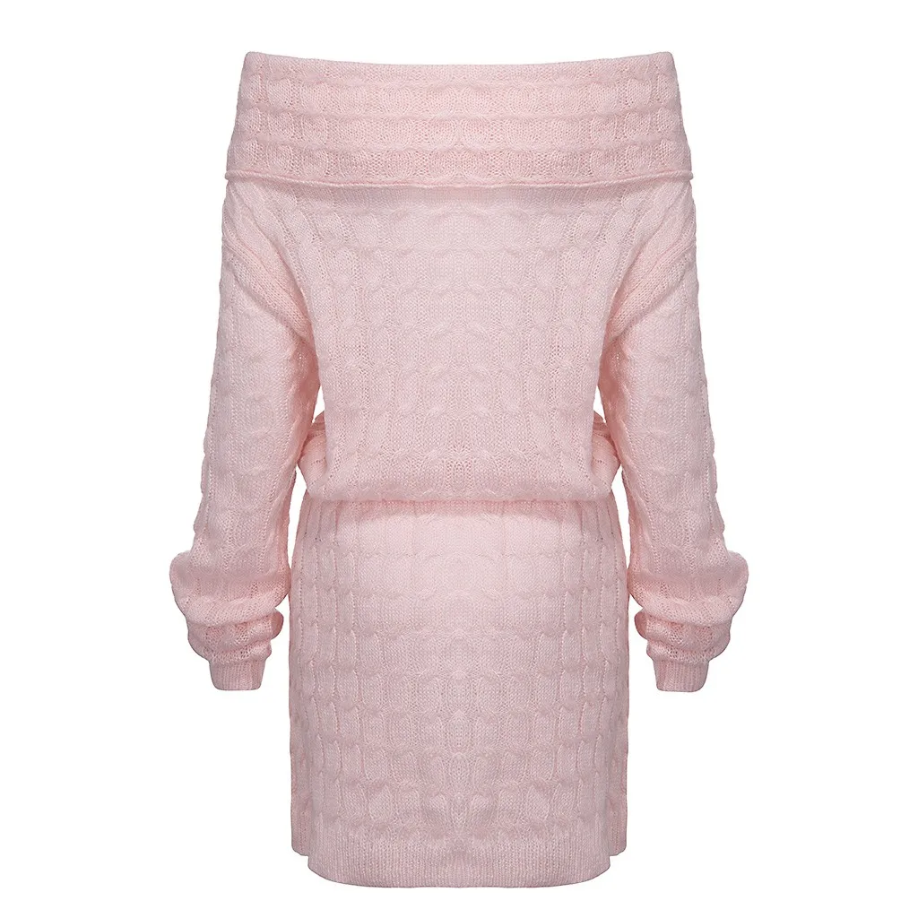 Vestidos ropa mujer, зимний женский вязаный свитер с открытыми плечами, рождественские платья с длинными рукавами, женские вечерние платья