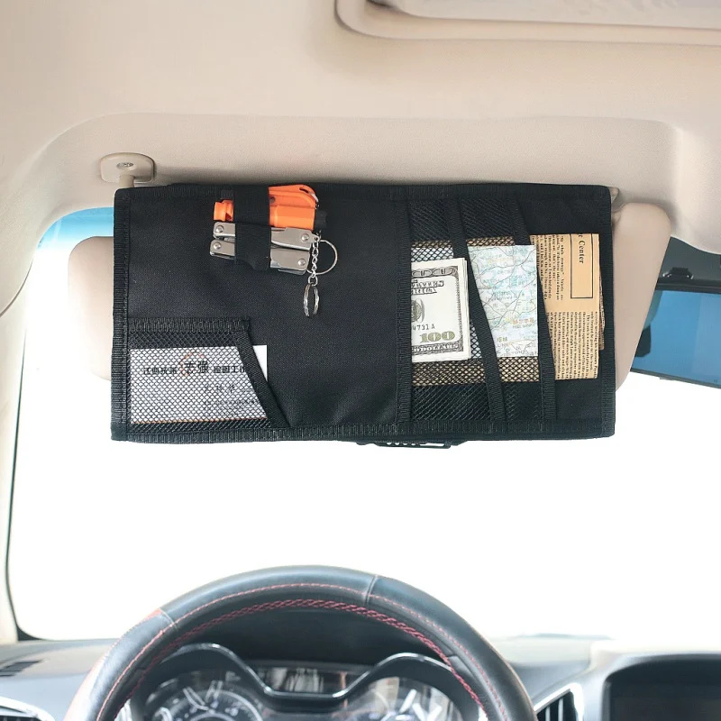 

Multifunction Nylon Car Sun Visor Storage Bag Auto Glasses Ticket Documents Mobile Phone Organizer Panel Visor Holder Bag Pouch