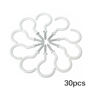 

30pcs/Set 38mm PVC Coated Plant Picture Hanger Plastic Cup Screw Hook Jewelry Holder Iron Hooks For Hanging Lights Curtains