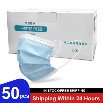 

50pcs/bag Face Mouth Masks Non Woven Disposable Anti-Dust Masks Earloops Masks