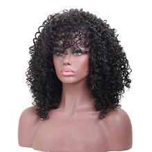 Женский короткий кудрявый парик с взрыва черный маленький кудрявый парик пушистый полный парик KG66